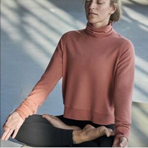 ATHLETA Cropped Funnel Neck Top Sweatshirt Women XL Tall Nirvana Burnt Orange